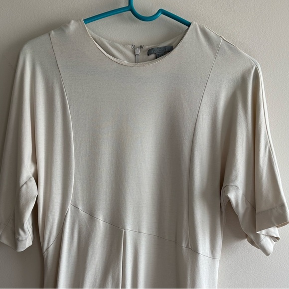 COS Lagenlook Asymmetrical Cream Midi Dress size S Jersey stretch - Picture 3 of 9